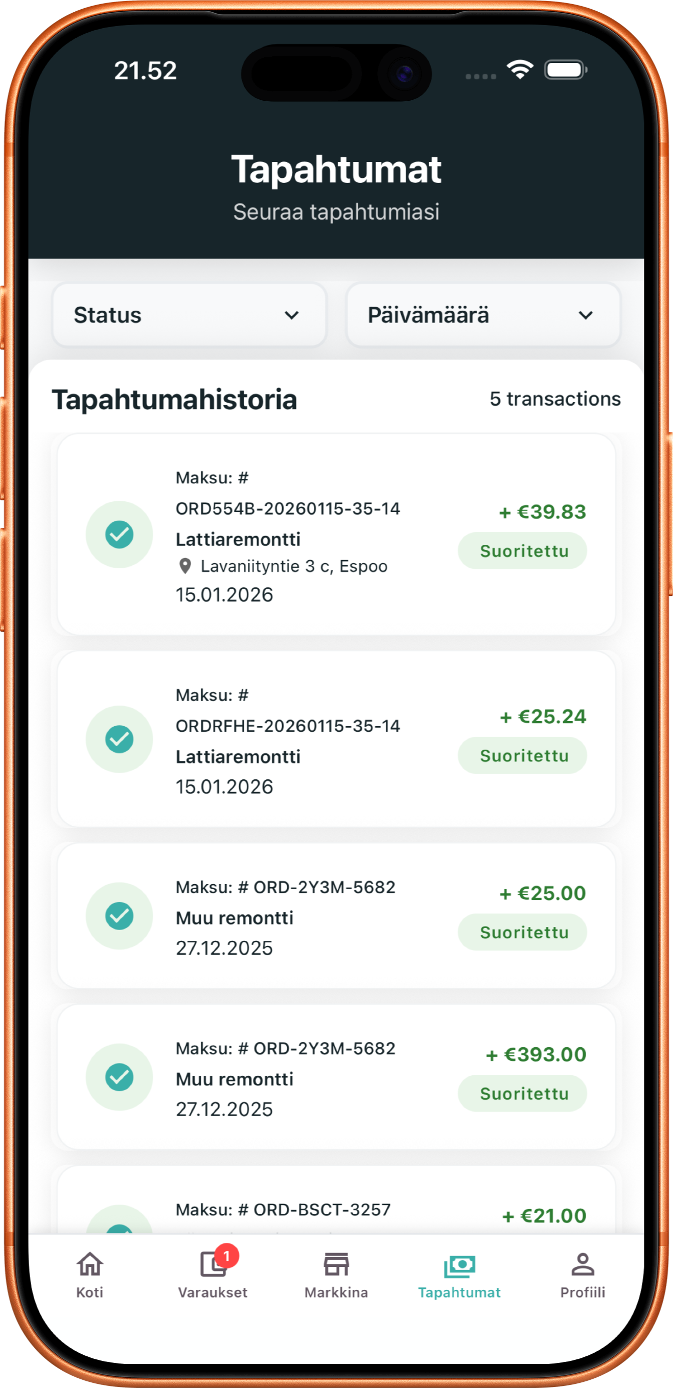 ApuMate service provider orders view